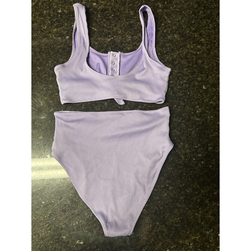 Pink Lilly Lavender Ribbed Bikini - Picture 2 of 3